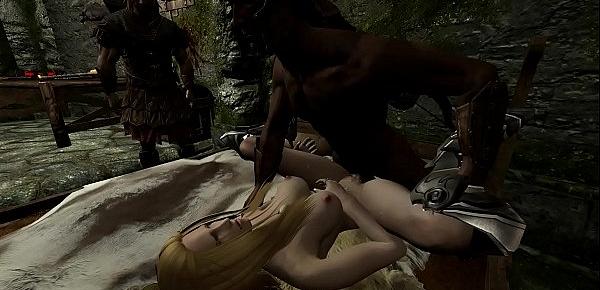  Skyrim - Imperial soldiers gangbang a sexy Nord - part1